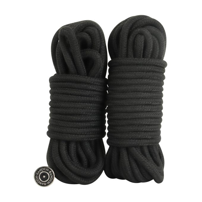 Banoch bondage touw zwart 2 x 10 meter katoen zonder kern zacht scaled scaled