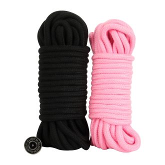 Banoch bondagetouw roze zwart 2 x 10 meter katoen zonder kern zacht scaled scaled