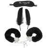 Banoch Bondage Naughty Black zwarte pluche handboeien blinddoek en streel veren 1 scaled scaled