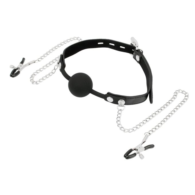 Banoch siliconen Ballgag met tepelklemmen Zwart 3 scaled scaled