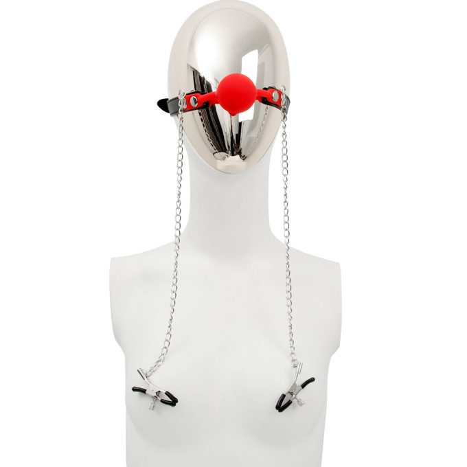 Banoch siliconen Ballgag tepelklemmen rood 4 scaled scaled