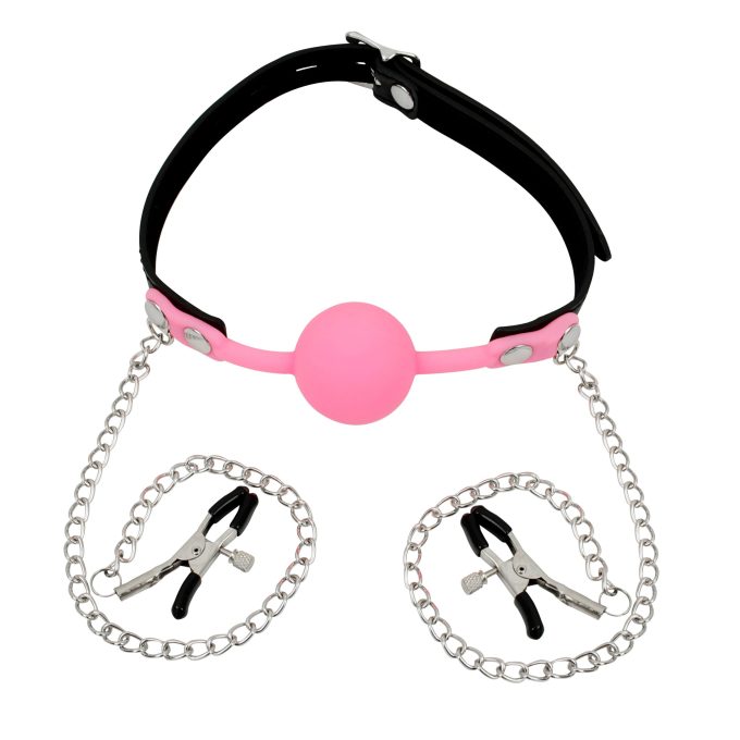 Banoch siliconen Ballgag tepelklemmen roze 2 scaled scaled