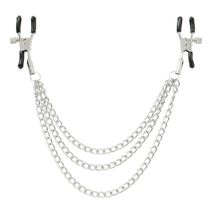 Pinch tepelklemmen Triple link silver verstelbaar met ketting bdsm 2 scaled scaled