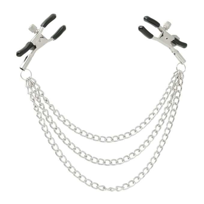 Pinch tepelklemmen Triple link silver verstelbaar met ketting bdsm 3 scaled scaled