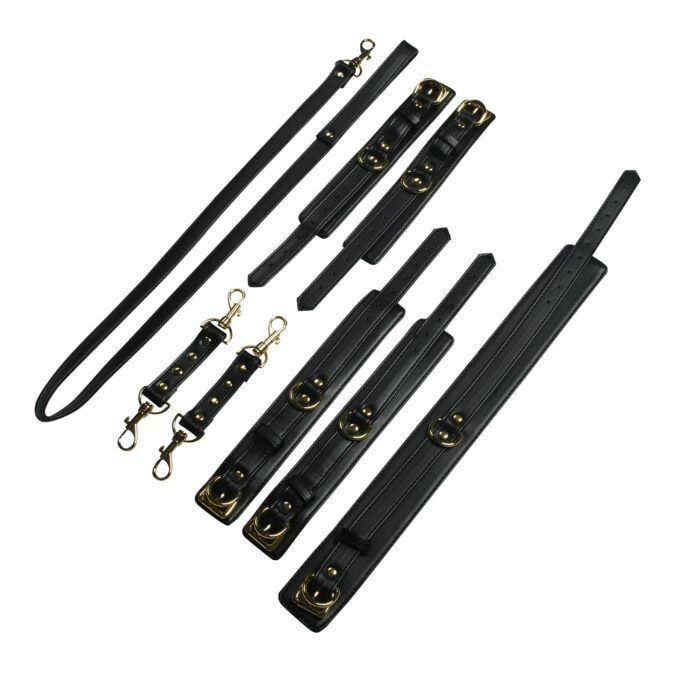 Banoch luxe bondageset zwart handboeien enkelboeien collar leash pu leer opbergtas 1 scaled Banoch luxe bondageset zwart handboeien enkelboeien collar leash pu leer opbergtas 1 scaled