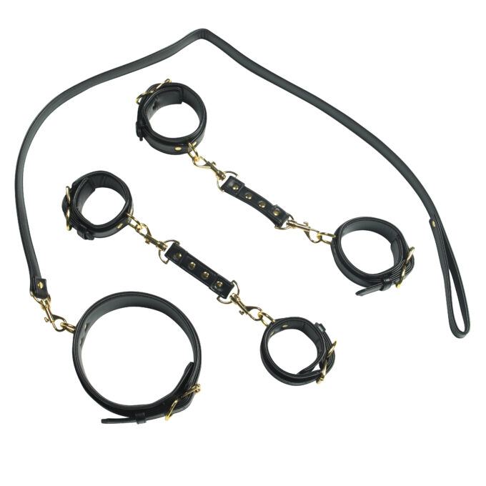 Banoch luxe bondageset zwart handboeien enkelboeien collar leash pu leer opbergtas 4 scaled Banoch luxe bondageset zwart handboeien enkelboeien collar leash pu leer opbergtas 4 scaled
