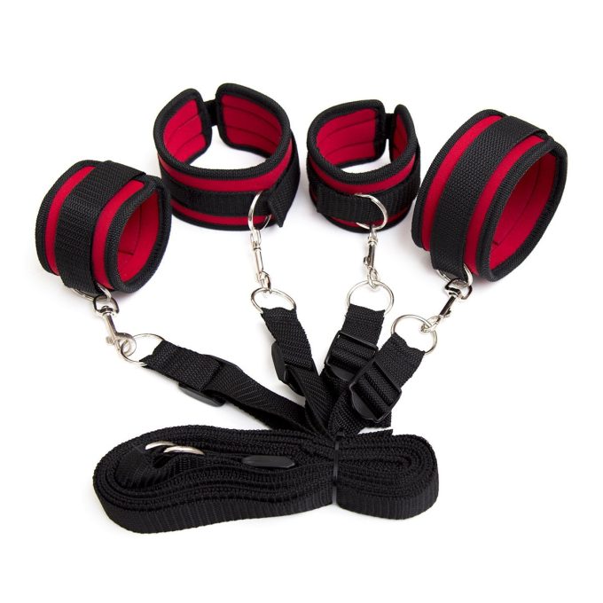 Banoch Bondageset voor onder bed stevige zachte neopreen boeien makkelijk verstelbaar rood (8) Banoch Bondageset voor onder bed stevige zachte neopreen boeien makkelijk verstelbaar rood (8)