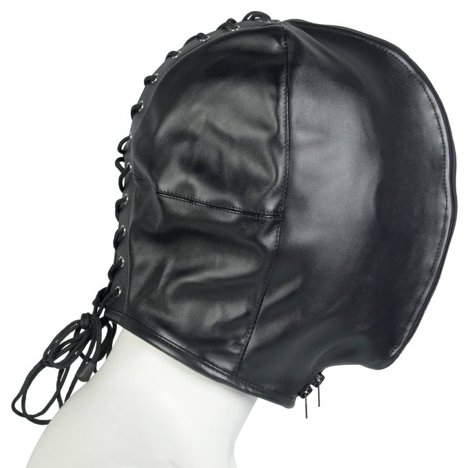 Banoch Masker Close Up zwart imitatie leer Bondage (4)