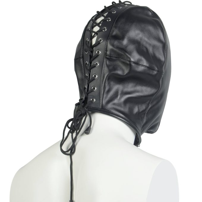 Banoch Masker Close Up zwart imitatie leer Bondage (5)