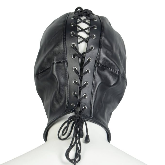 Banoch Masker Close Up zwart imitatie leer Bondage (6)