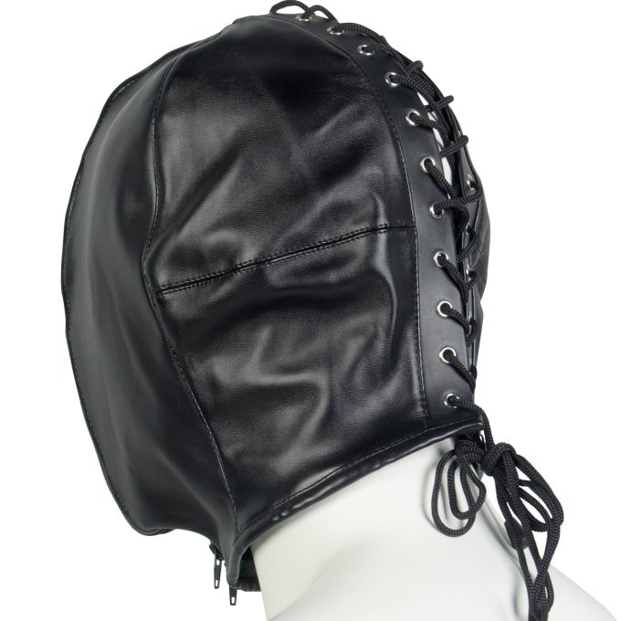 Banoch Masker Close Up zwart imitatie leer Bondage (7)