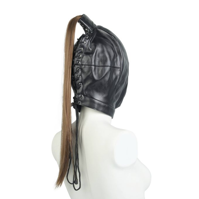 Banoch Masker Pony Tail zwart imitatie leer Bondage (23) Banoch Masker Pony Tail zwart imitatie leer Bondage (23)