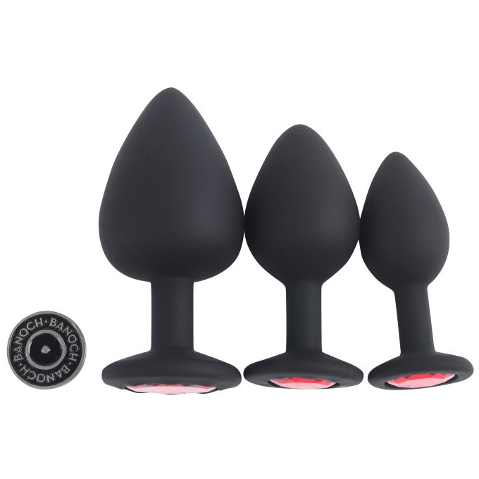 Banoch   Buttplug Penumbra Red Small – Siliconen buttplug Zwart   Diamant steen   Rood (4)