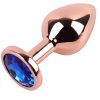 Banoch Buttplug set van metaal Aurora   rose goud blauwe steen (11)