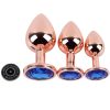 Banoch Buttplug set van metaal Aurora   rose goud blauwe steen (8)