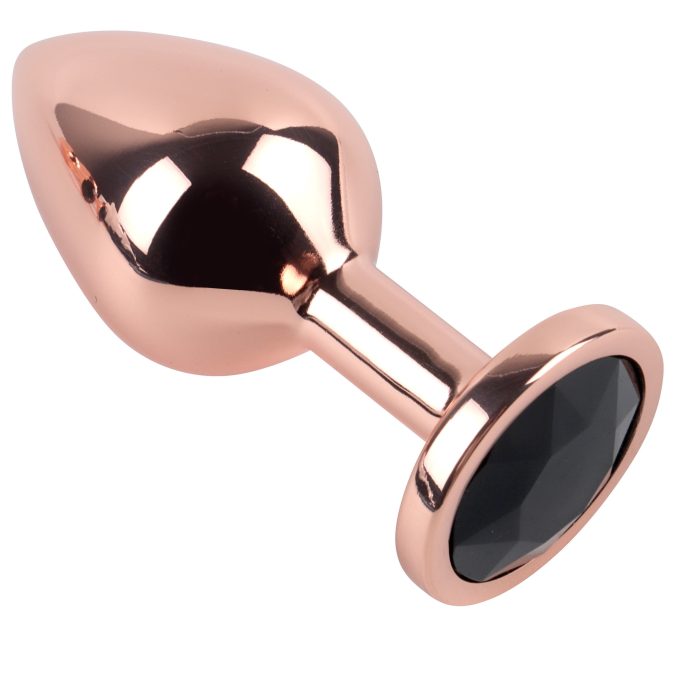 Banoch Buttplug set van metaal Aurora   rose goud zwarte steen (11)