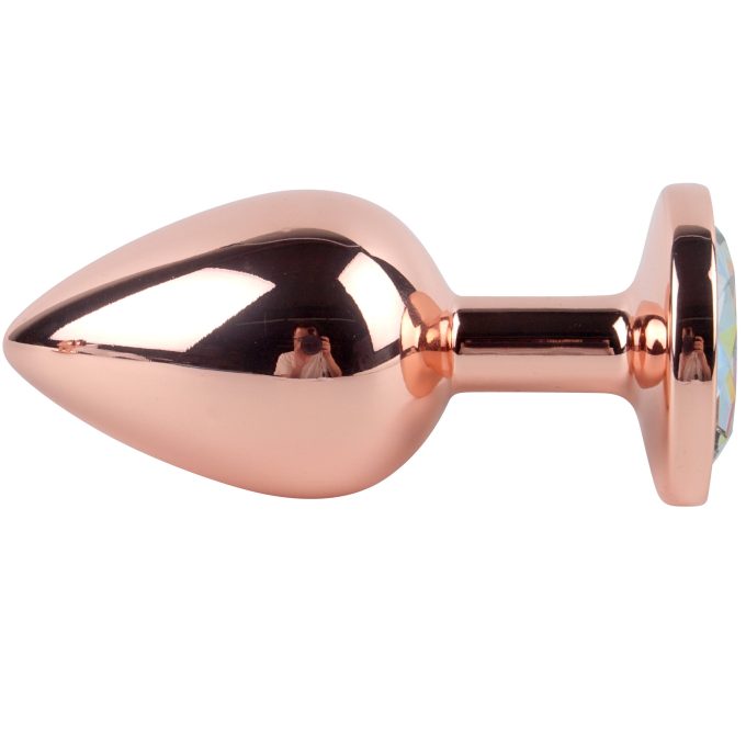Banoch Buttplug set van metaal Aurora   rose goud zwarte steen (6)