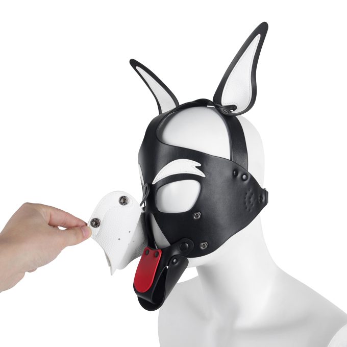 Banoch Masker Doggy pointy wit imitatie leer Bondage Puppy Play (9) Banoch Masker Doggy pointy wit imitatie leer Bondage Puppy Play (9)
