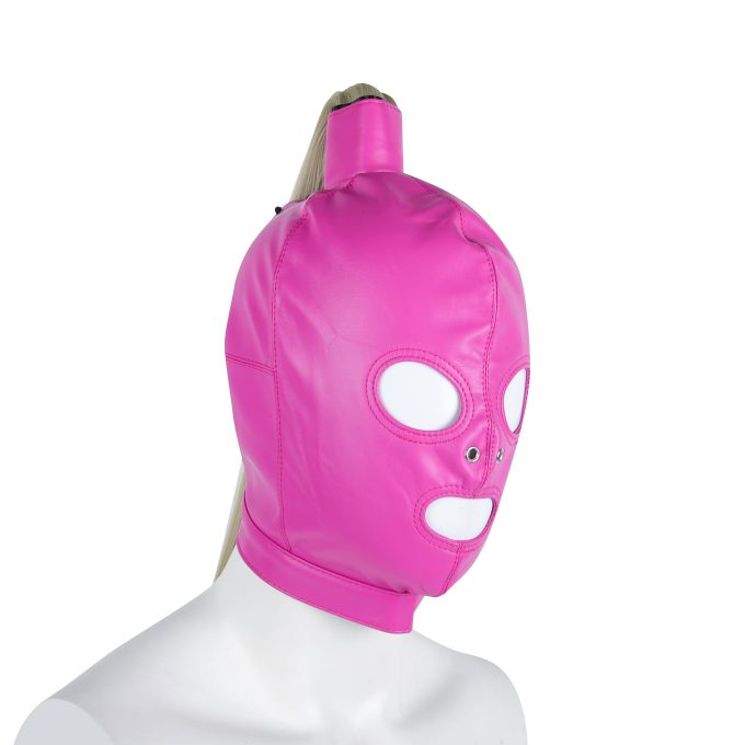 Banoch Masker Pony Tail roze imitatie leer Bondage (3) Banoch Masker Pony Tail roze imitatie leer Bondage (3)