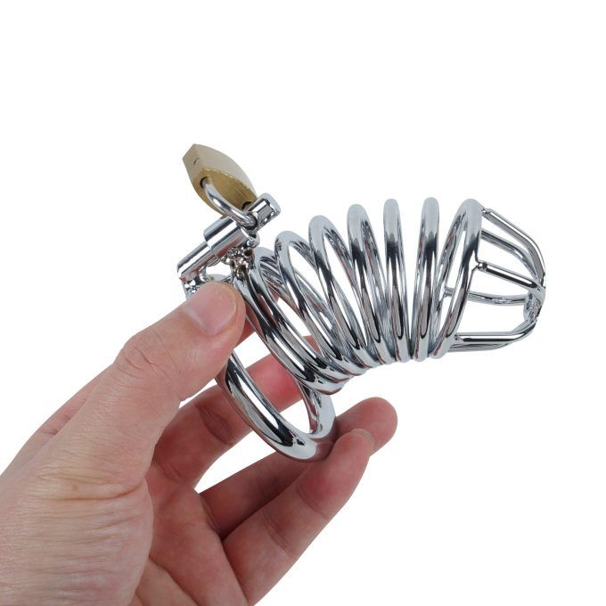 Banoch Cockcage Zilver metaal Chastity Cage met 3 ringen 40 mm, 45 mm & 50 mm (1)