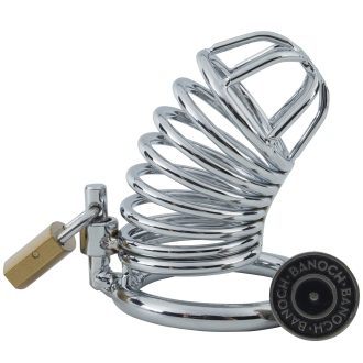 Banoch Cockcage Zilver metaal Chastity Cage met 3 ringen 40 mm, 45 mm & 50 mm (13)