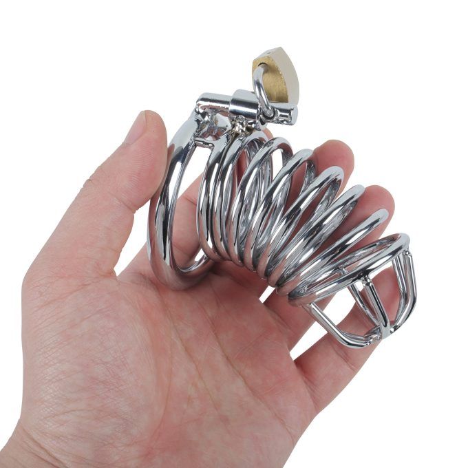 Banoch Cockcage Zilver metaal Chastity Cage met 3 ringen 40 mm, 45 mm & 50 mm (15)