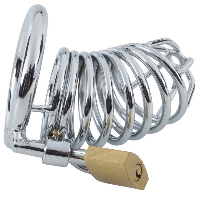 Banoch Cockcage Zilver metaal Chastity Cage met 3 ringen 40 mm, 45 mm & 50 mm (8)