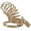 Banoch Cockcage Goud metaal Chastity Cage met 3 ringen 40 mm, 45 mm & 50 mm (4)