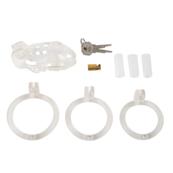 Banoch Cockcage resin wit 3 scharnierende ringen 45 mm, 50 mm & 55 mm (1) Banoch Cockcage resin wit 3 scharnierende ringen 45 mm, 50 mm & 55 mm (1)