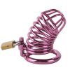 Banoch Cockcage roze metaal Chastity Cage met 3 ringen 40 mm, 45 mm & 50 mm (3)
