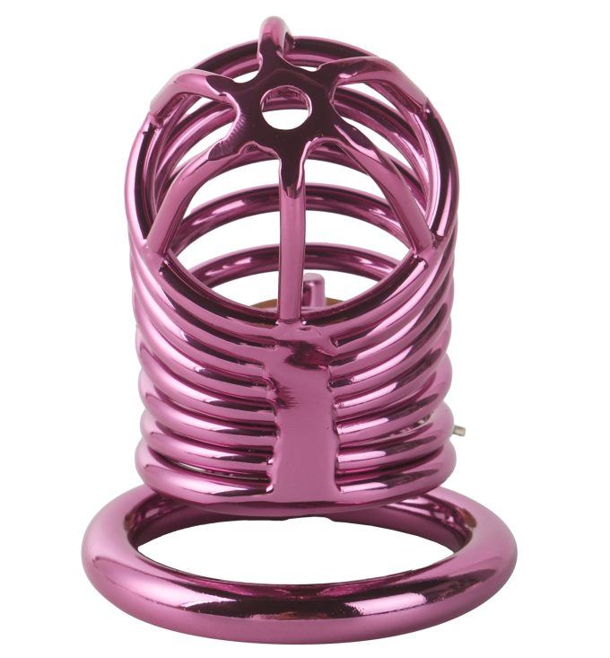 Banoch Cockcage roze metaal Chastity Cage met 3 ringen 40 mm, 45 mm & 50 mm (8)